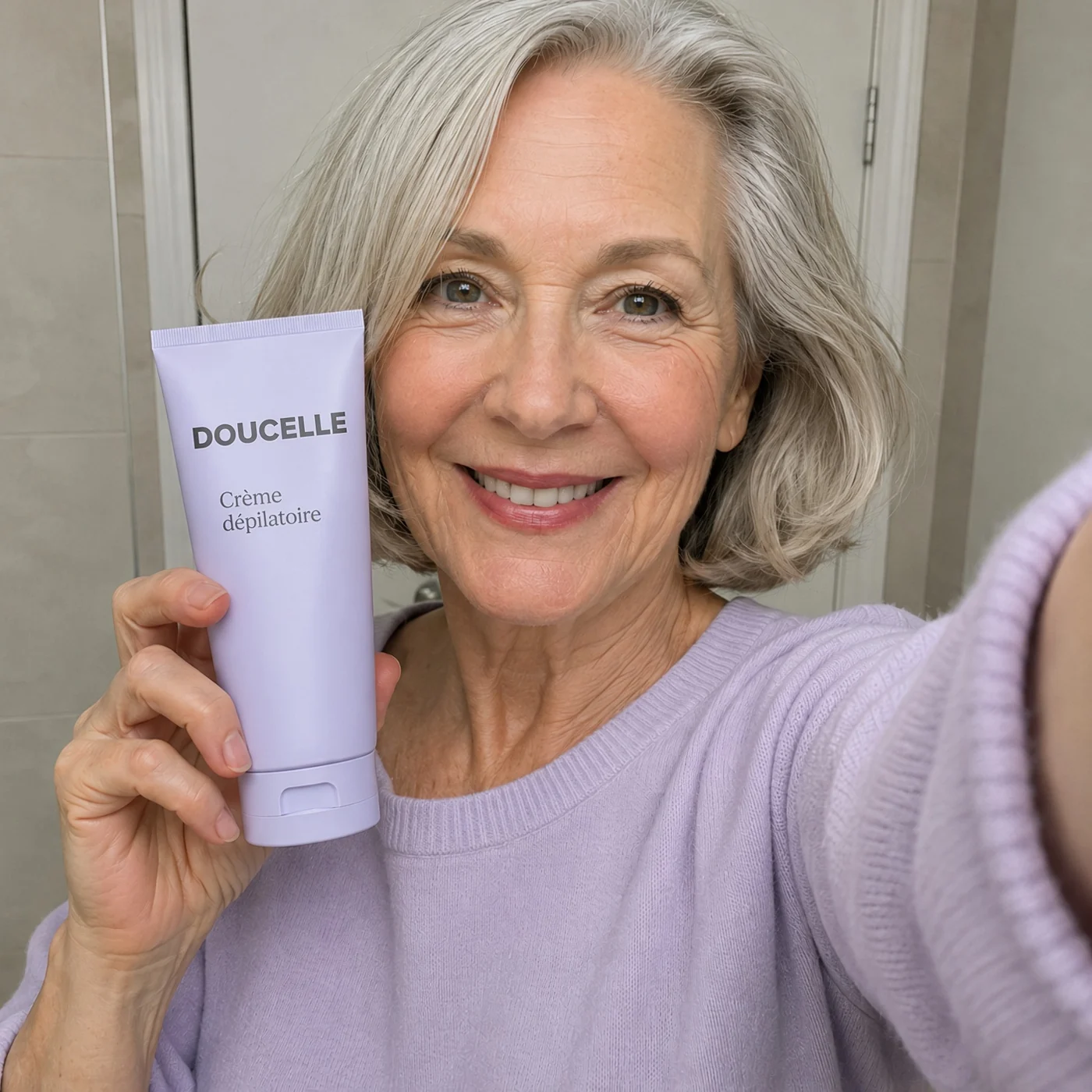 Une femme tient son tube Doucelle