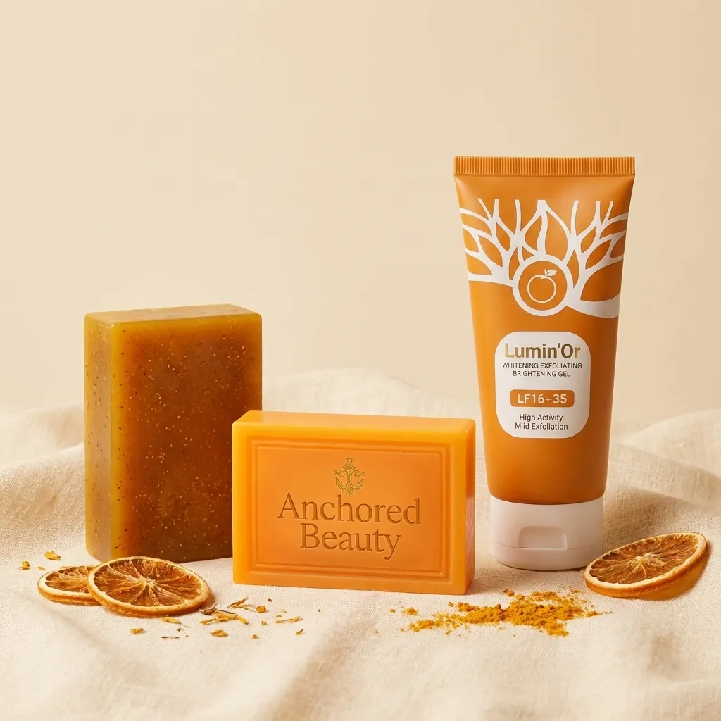 Trio Éclat : savon curcuma, savon kojic, gel exfoliant orange