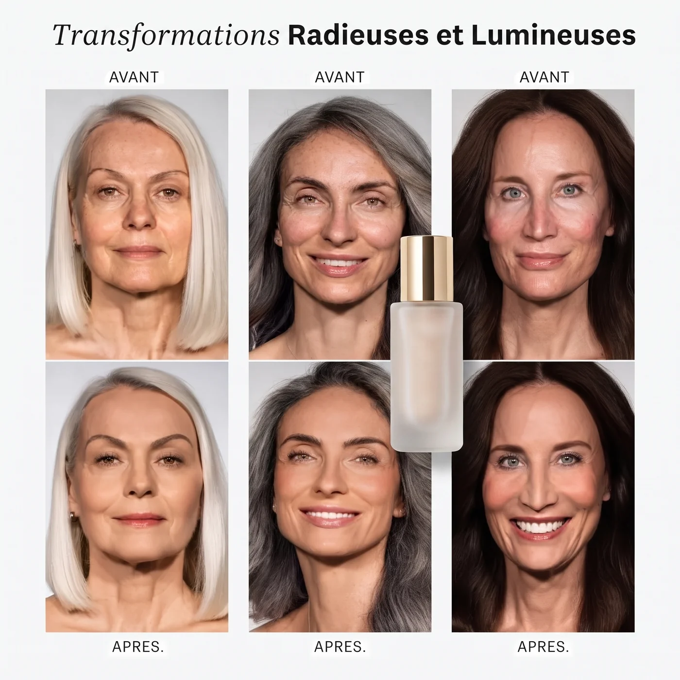 Photos de visages avant et après maquillage