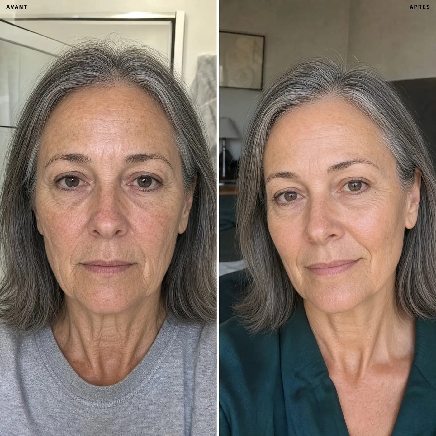 Avant / après à trois semaines d'intervalle, chez une femme de 70 ans