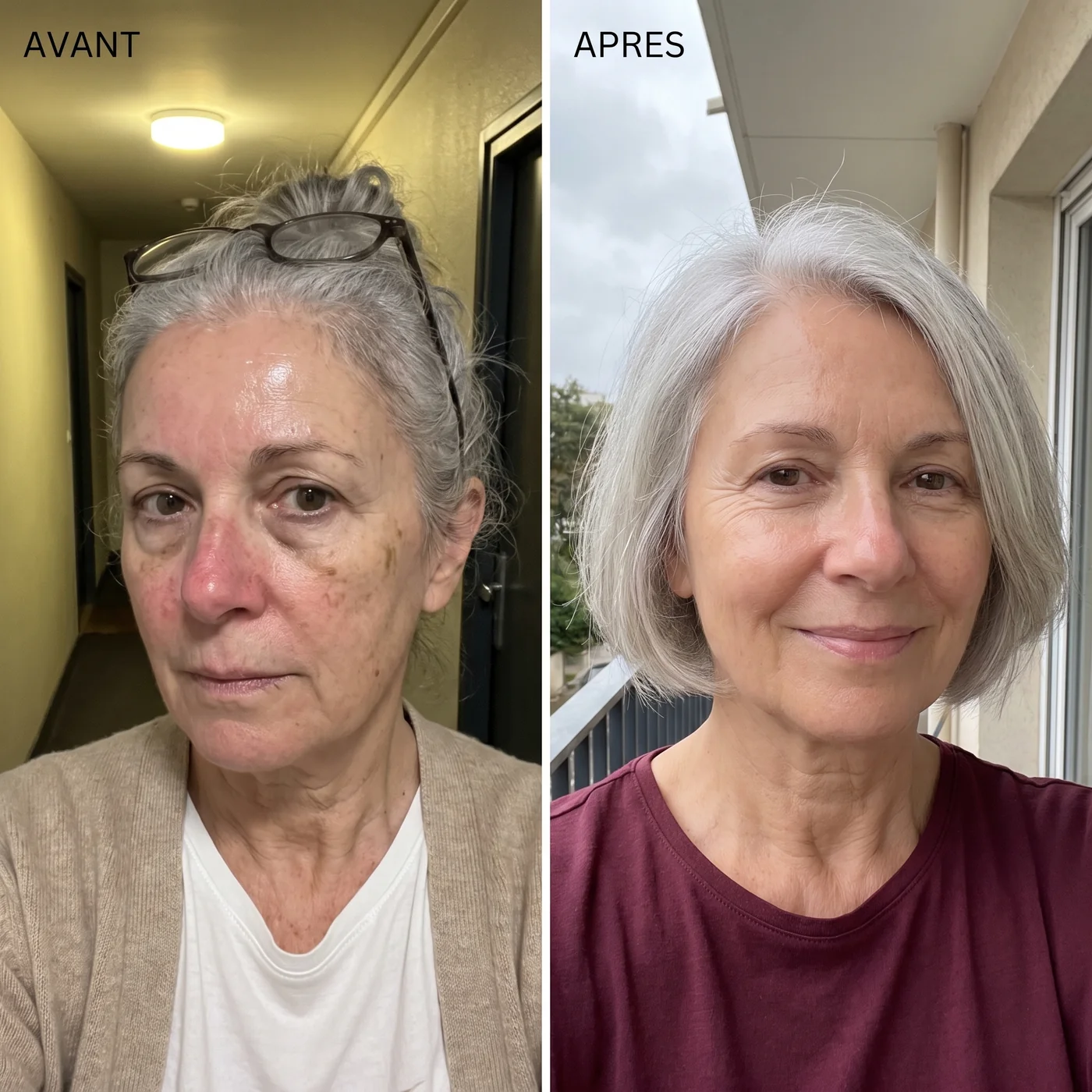 Avant / après à cinq semaines d'intervalle