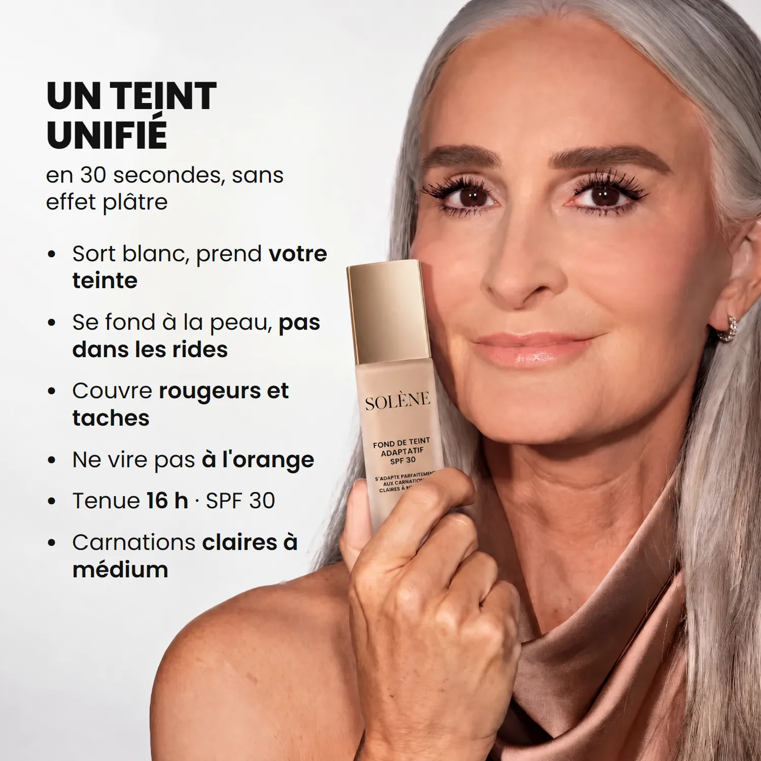 Un teint unifié en 30 secondes : sort blanc, se fond à la peau, couvre rougeurs et taches